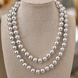 Bold 10mm sterling silver bead necklace featuring polished premium sterling silver beads.