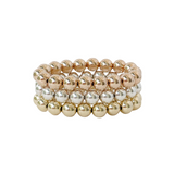 Handcrafted 10mm stretch bracelets featuring seamless polished premium sterling silver and gold-filled beads.