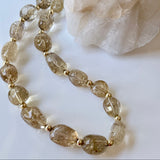 Chunky Smoky Quartz Nuggets with Gold Necklace