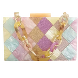 Pastel Checkered Clutch Purse