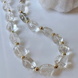 Chunky Clear Quartz Nuggets with Gold Necklace