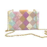 Pastel Checkered Clutch Purse