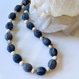 Blue Coral & Matte Montana Agate Necklace