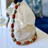 Aqua Blue Dragon Agate & Red Jasper Necklace | Handcrafted Gemstone Statement Necklace