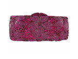 Fuchsia Floral Crystal Embellished Evening Clutch