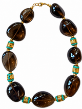 Himalayan Smoke — Smoky Quartz & Tibetan Bead Necklace