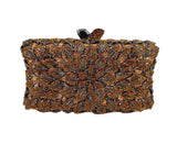 Amber Crystal Floral Statement Evening Clutch