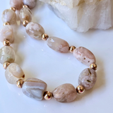 Cherry Blossom Agate Rose Gold Necklace