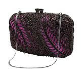 Feather Leather and Lace Rhinestone Clutch Purse
