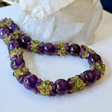 One-of-a-kind vintage gemstone necklace featuring genuine amethyst, citrine, and peridot. A beautifully handcrafted statement piece curated by Marla Jade.