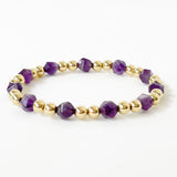 Amethyst Faceted/Gold Bracelet