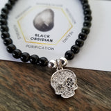 Dainty Skull Black Obsidian