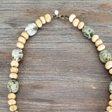 Rainforest Agate/Bone Tooth Pendant