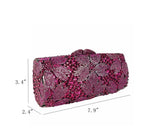 Fuchsia Floral Crystal Embellished Evening Clutch