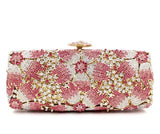 Pink Floral Crystal Evening Clutch
