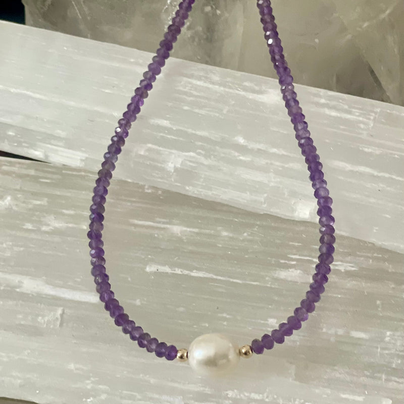 Amethyst Pearl Necklace