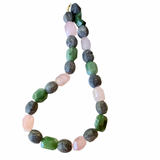Preppy Natural Blue Coral and Quartz Necklace