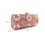 Pink Floral Crystal Evening Clutch