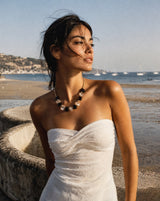 Smoky & Clear Quartz Gold Necklace | Handcrafted Gemstone Statement Necklace