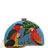 Blue Parrot Crystal Clutch Handbag