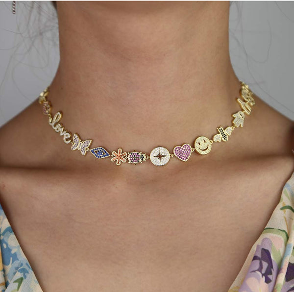 Peace & Love Charm Choker