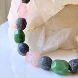 Preppy Natural Blue Coral and Quartz Necklace