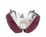 Fuchsia Floral Crystal Embellished Evening Clutch