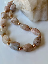Cherry Agate Rose Necklace