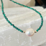 Malachite Pearl Necklace