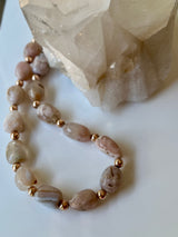 Cherry Agate Rose Necklace
