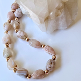 Cherry Blossom Agate Rose Gold Necklace