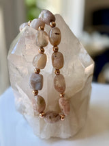 Cherry Agate Rose Necklace