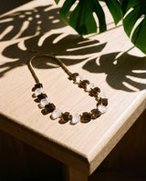 Smoky & Clear Quartz Gold Necklace | Handcrafted Gemstone Statement Necklace