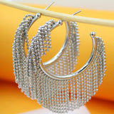 Rhodium Fringe Hoops