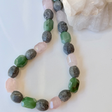 Preppy Natural Blue Coral and Quartz Necklace