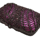 Feather Leather and Lace Rhinestone Clutch Purse