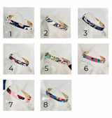 Lightweight colorful bangle bracelet available in eight color options.