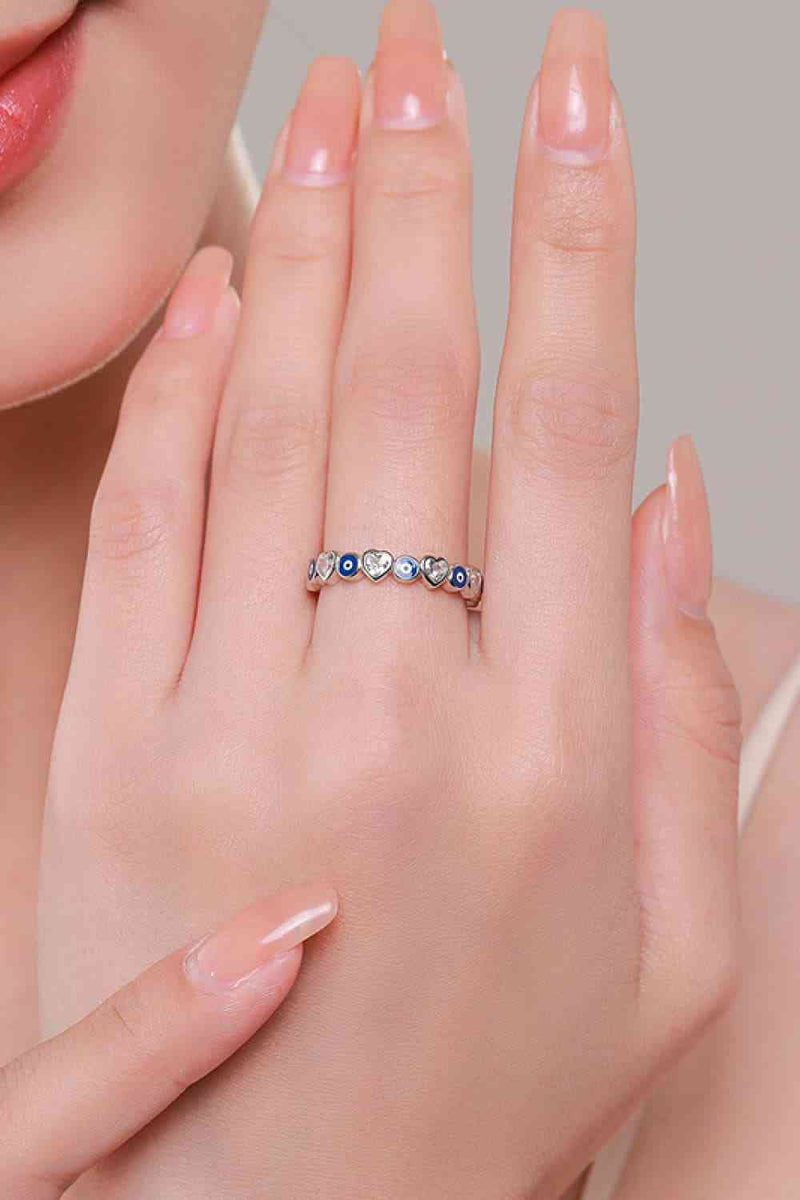 Hearts and Protection 925 Sterling Silver Ring