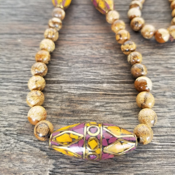 Jasper necklace with Nepalese accents beads