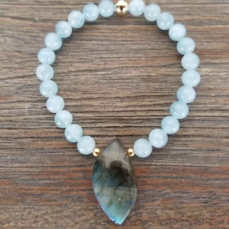 Aquamarine/Labradorite Drop