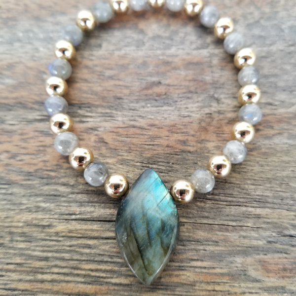 Labradorite/Gold with Labradorite Drop