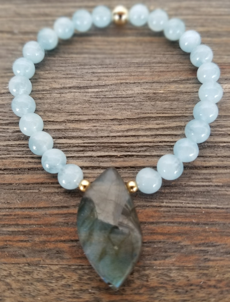 Aquamarine/Labradorite Drop