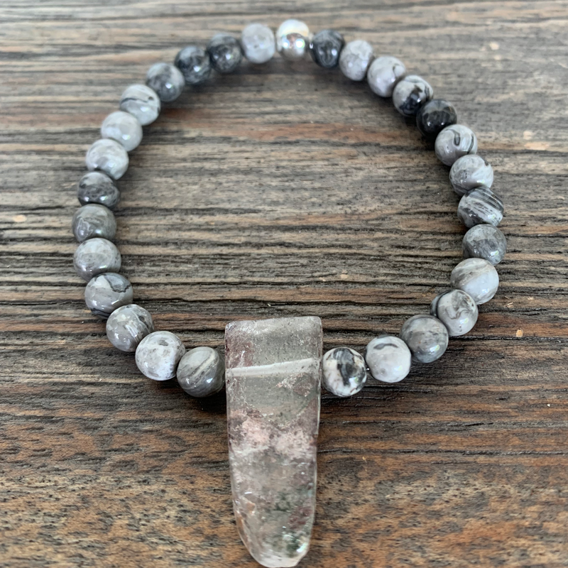 Grey Lace Agate/Phantom Quartz