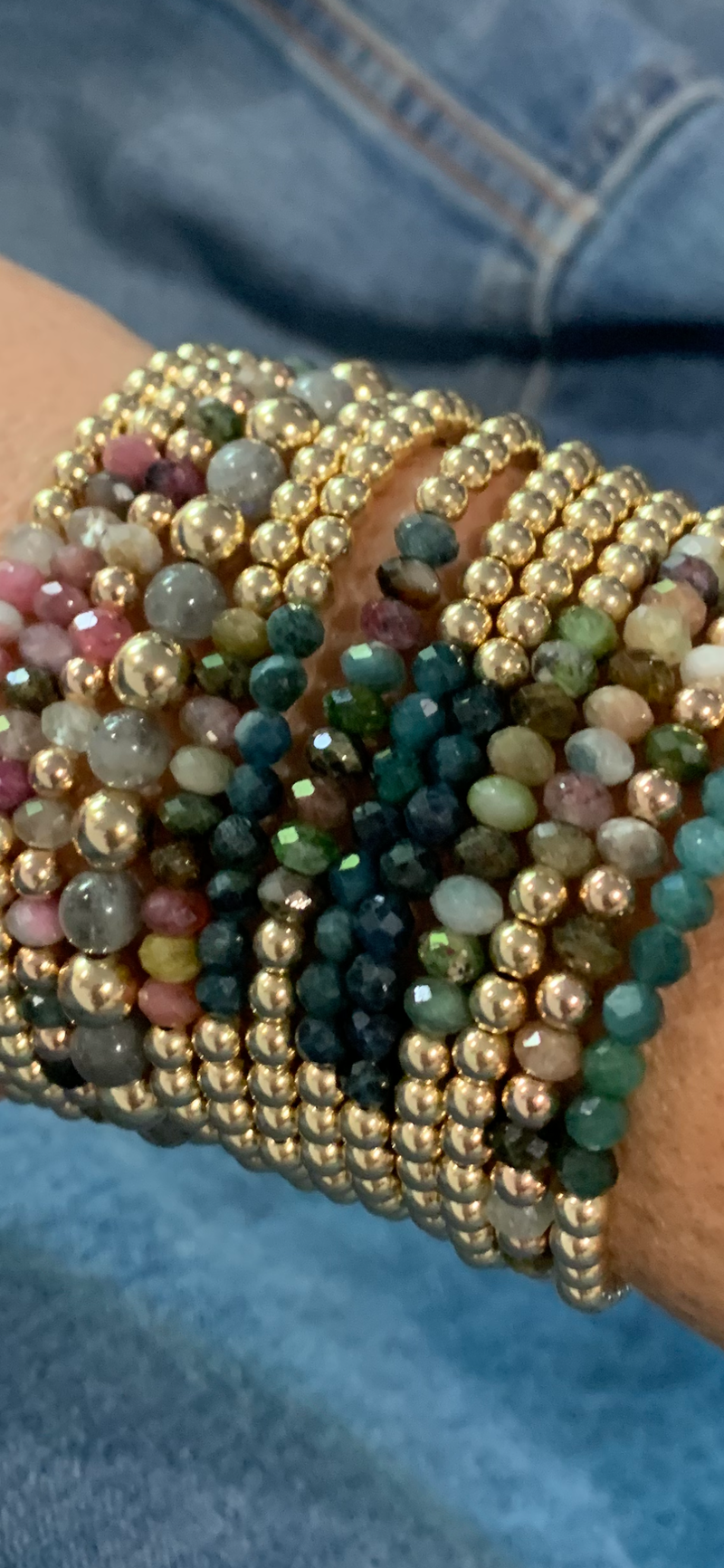 Faceted Green Tourmaline/Gold
