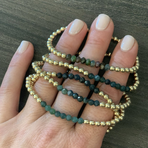 Faceted Green Tourmaline/Gold