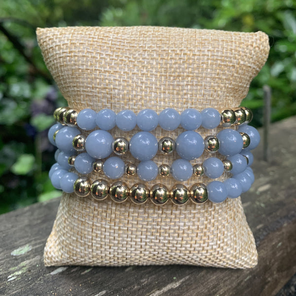 Blue Angelite/4mm Gold