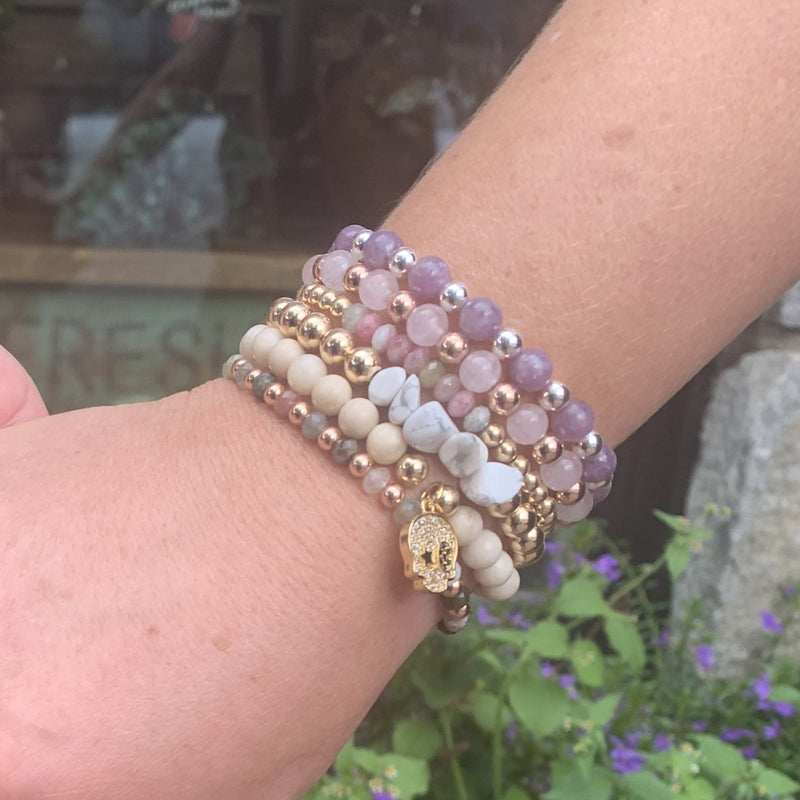 River Stone Jasper/Gold Skull