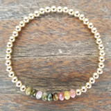 Faceted Tourmaline/Gold 4mm