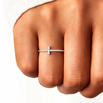 Cross Inlaid 925 Sterling Silver Ring