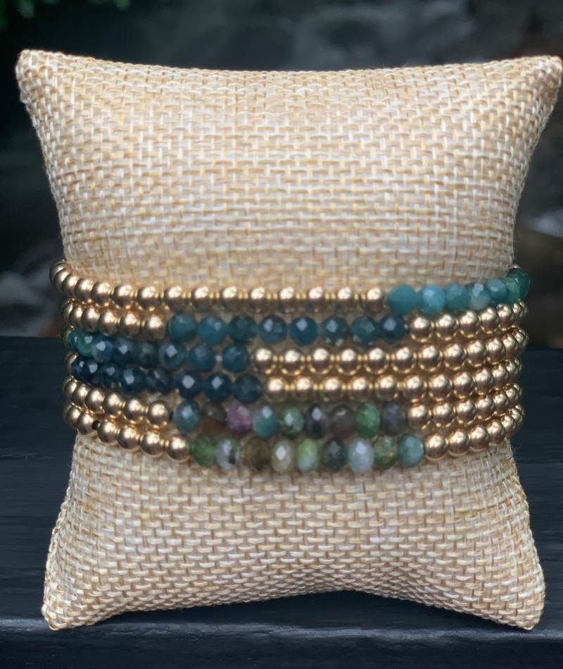 Faceted Green Tourmaline/Gold